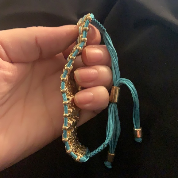 - VNTG Draw String and Yellow metal and plastic beads Bracelet - Picture 2 of 7